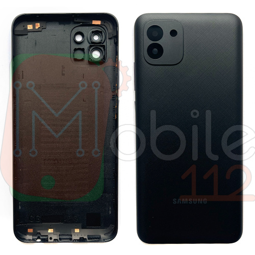 Задня кришка Samsung Galaxy A03 A035F (чорна оригінал Китай без скла камери)