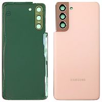 Задняя крышка Samsung Galaxy S21 5G G991B (розовая оригинал Китай со стеклом камеры)