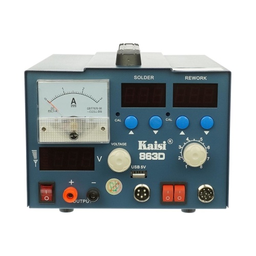 Паяльная станция Kaisi 863D, фен, паяльник, блок питания 15V 3A, USB A 5V 2A фото 3