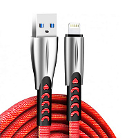 Кабель зарядки USB - Lightning Denim Red 1м Червоний 2.4A Роз'єм цинкового сплаву