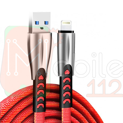 Кабель зарядки USB - Lightning Denim Red 1м Червоний 2.4A Роз'єм цинкового сплаву