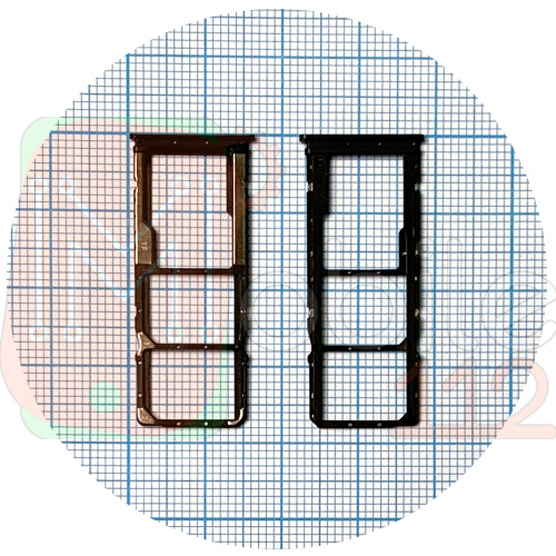 Тримач SIM карти Xiaomi Redmi 9T, Poco M3 (чорний на 2 SIM + MicroSD)