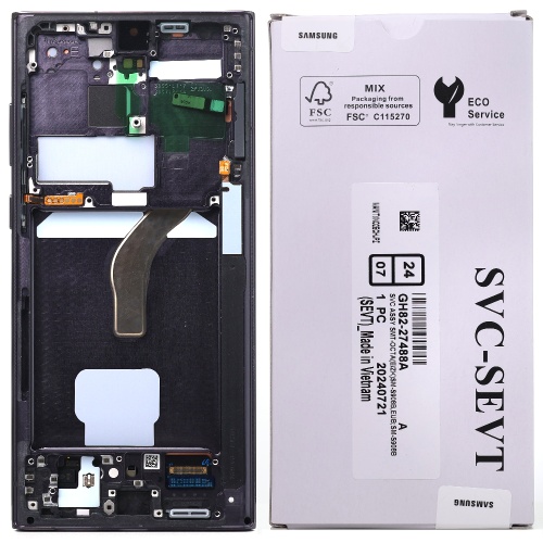 Дисплей Samsung Galaxy S22 Ultra 5G S908 з тачскріном (оригінал OEM SP з рамкою Phantom Black)