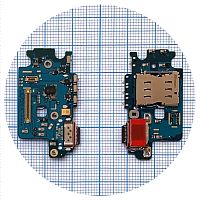 Шлейф Samsung Galaxy S24 S921 с разъемами Sim-карты, зарядки и микрофоном - нижняя плата (оригинал Китай)