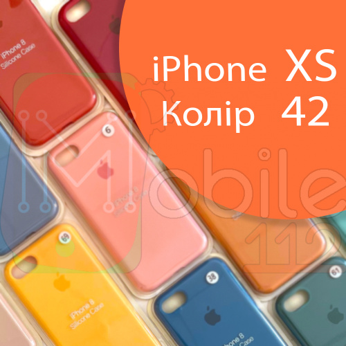 Чехол Silicone case для iPhone X, iPhone XS (оранжевый №42)