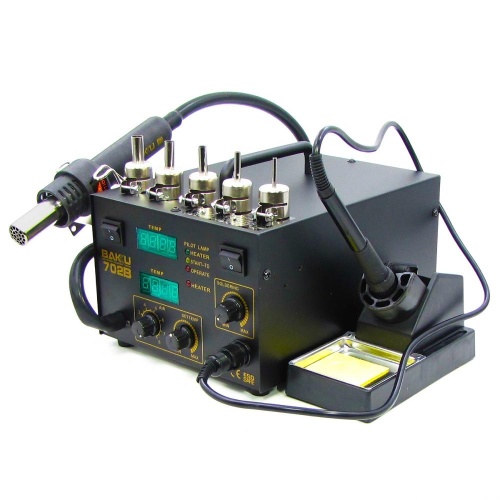 Паяльна станція Baku BK702B/ BK702L компресорна, фен, паяльник фото 2