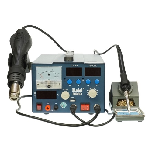 Паяльная станция Kaisi 863D, фен, паяльник, блок питания 15V 3A, USB A 5V 2A