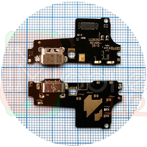 Шлейф Motorola XT1941-4 Moto One, XT1941-2 Moto P30 Play с разъемом зарядки и микрофоном - нижняя плата (AAA)