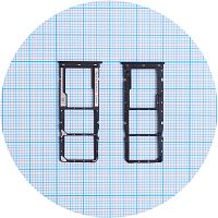 Держатель Sim карты Xiaomi Redmi A1,Redmi A1 Plus (черный на 2 SIM)