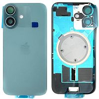 Задняя крышка Apple iPhone 16 (мятная Teal оригинал Китай с рамкой, стеклом камер и магнитом)