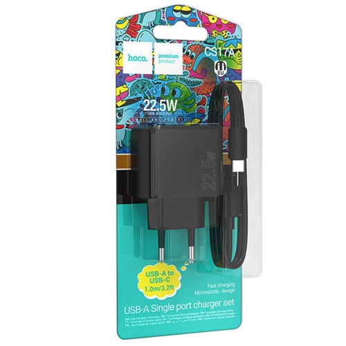 Зарядний пристрій Hoco CS17A Wish (1A) 22.5W multi-protocol Type-C (чорне) фото 3 Зарядний пристрій Hoco CS17A Wish (1A) 22.5W multi-protocol Type-C (чорне) фото 3