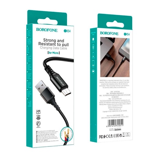 Кабель зарядки Borofone BX54 USB A - Type-C 3.0A 1m Чорний фото 4