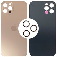 Задняя крышка Apple iPhone 12 Pro (золотистая оригинал Китай с кольцами)