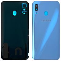 Задня кришка Samsung Galaxy A30 2019 A305F (блакитна оригінал Китай зі склом камери)