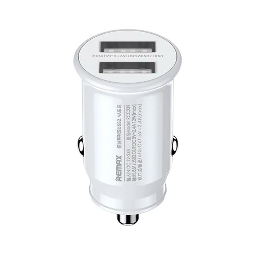 Авто зарядний адаптер Remax RCC239 2USB 2.4A (білий) Авто зарядний адаптер Remax RCC239 2USB 2.4A (білий)