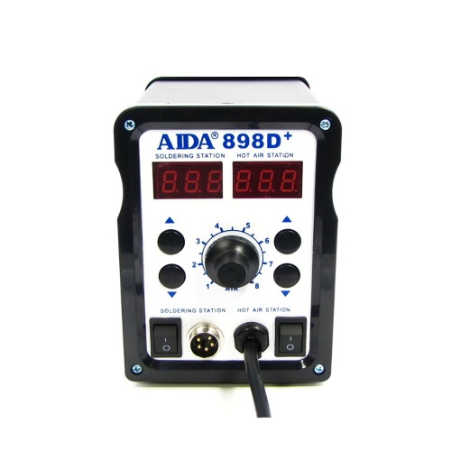 Паяльная станция Aida 898D+ бескомпрессорная, фен, паяльник с нагревательным элементом Hakko фото 2