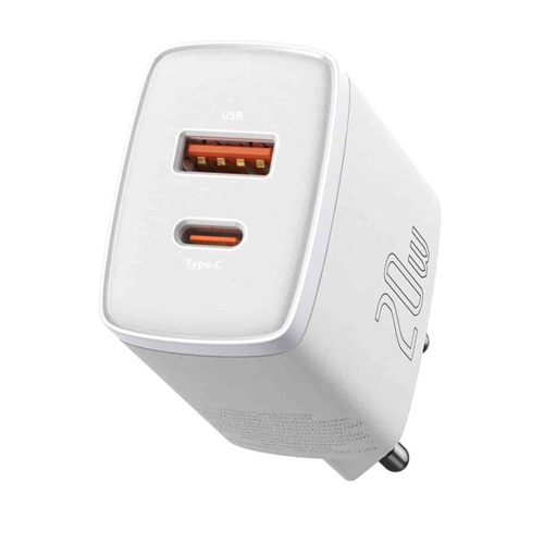 Мережевий адаптер Baseus Compact QC U+C 20W QC+PD, (CCXJ-B02) (білий)