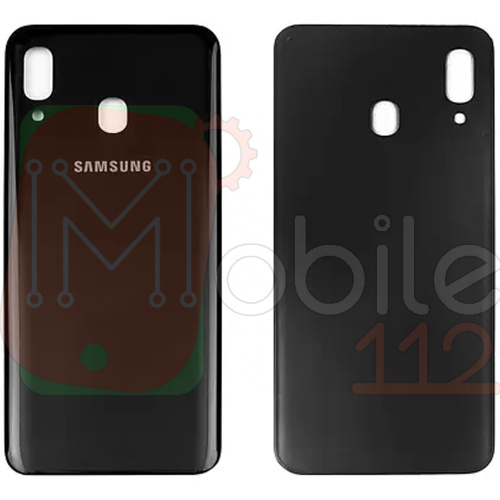 Задня кришка Samsung Galaxy A20 2019 A205F (чорна оригінал Китай зі склом камери)