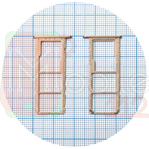 Держатель Sim карты и карты памяти Huawei Y6 2019, Y6 Prime 2019, Y6 Pro 2019, Y6s 2019, Honor 8A, 8A Pro, 8A Prime (золотистый на 2 SIM + Micro SD)