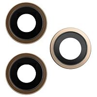 Стекло камеры Apple iPhone 11 Pro, iPhone 11 Pro Max (с золотистым кольцом - 3 шт)