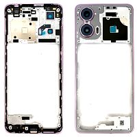 Рамка корпусу Motorola Moto G24 (рожева зі склом камери)