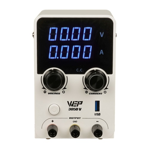 Блок питания лабораторный WEP 305D-V, 30V 5A, импульсный, с цифровой индикацией (V/A), USB QC 5V-12V/ 20W фото 2
