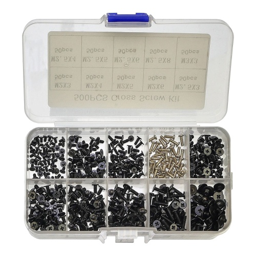Набір гвинтів 500 шт для ноутбуків та дрібної техніки у пластиковому боксі фото 2