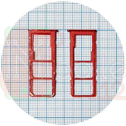 Держатель Sim карты Samsung Galaxy A10s A107F (красный на 2 SIM + Micro SD)