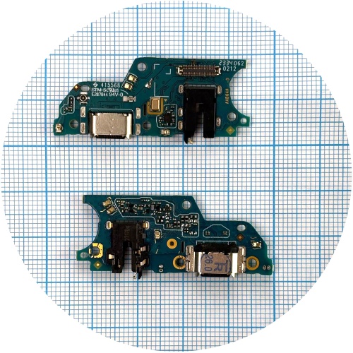 Шлейф Realme C51, Note 50 с разъемами зарядки и наушников, микрофоном - нижняя плата (оригинал Китай)