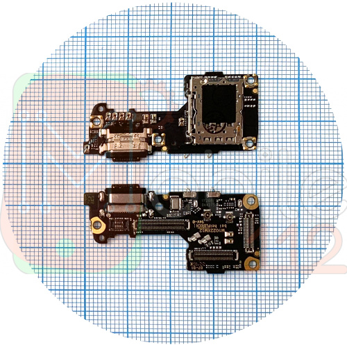 Шлейф Xiaomi 12, 12X с разъемами зарядки и SIM карты, микрофоном - нижняя плата (оригинал Китай)