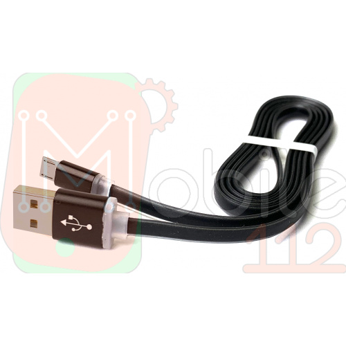 Кабель зарядки Noodle USB - Micro USB 1 м 2 А (чорний)