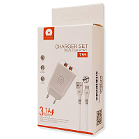 Зарядний пристрій WUW T55 USB кабель Micro 3.1A (білий)