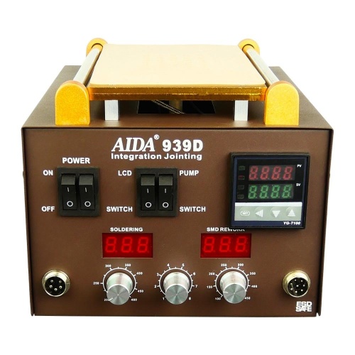 Паяльна станція Aida 939D з вбудованим вакуумним сепаратором 9" (20 x 11 см), фен, паяльник, третя рука фото 3