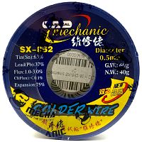 Припой Mechanic SX-862 Sn 63%, Pb 37%, CI (Flux) < 0.1%, Flux 1-3%, 60 г, D0,5 мм, 183 °C