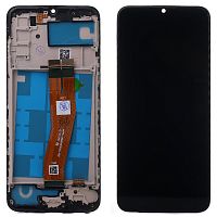 Дисплей Samsung Galaxy A03s A037F 160 x 72 мм + тачскрін з рамкою (оригінал OEM жовтий шлейф)