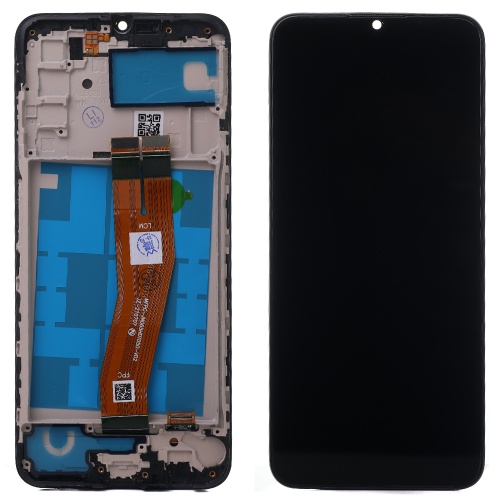 Дисплей Samsung Galaxy A03s A037F 160 x 72 мм + тачскрін з рамкою (оригінал OEM жовтий шлейф)