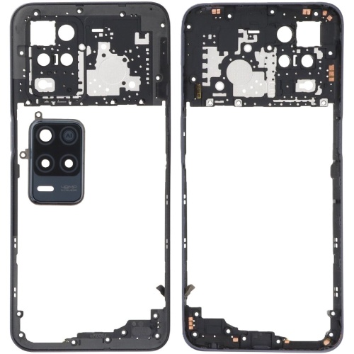 Рамка корпусу Realme 8 5G (чорна зі склом камери)