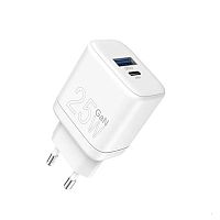 Сетевой адаптер WUW-C161 USB+Type-C (25W-Type-C,18W-USB) (белый)