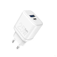 Мережевий адаптер WUW-C161 USB+Type-C (25W-Type-C,18W-USB) (білий)