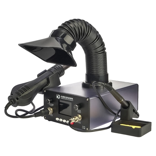 Паяльна станція прецизійна IHD D-301, фен, паяльник T12, цифрова індикація, витяжка з вугільним фільтром, LED підсвічування фото 3