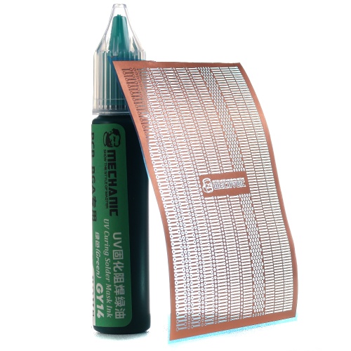 Набір Mechanic GS2 для відновлення контактних майданчиків (ремонтні мідні доріжки + UV маска зелена,10 мл) фото 2