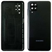 Задняя крышка Samsung Galaxy A12 A125F (черная оригинал Китай со стеклом камеры)