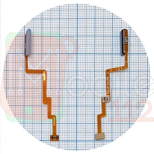 Шлейф Xiaomi Poco F3, Mi 11i с кнопкой включения и сканером отпечатка пальца (голубой оригинал Китай)