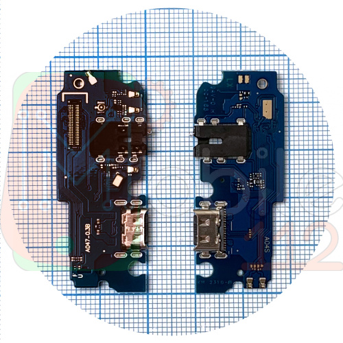 Шлейф Samsung Galaxy A04s A047F з роз'ємами зарядки та навушників, мікрофоном - нижня плата ()