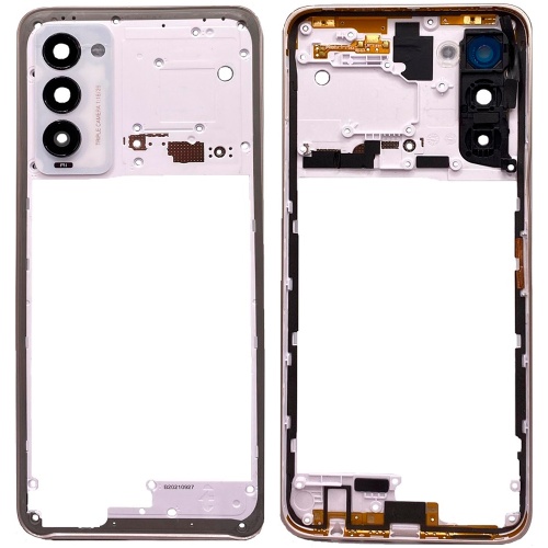 Рамка корпусу Tecno Camon 18, 18T, 18P (золотиста зі склом камери) Рамка корпусу Tecno Camon 18, 18T, 18P (золотиста зі склом камери)