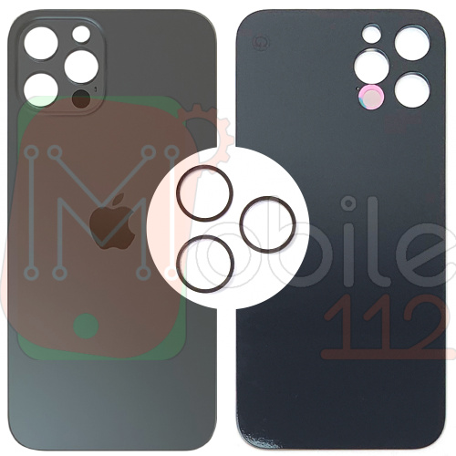 Задня кришка Apple iPhone 12 Pro (чорна оригінал Китай з кільцями) фото 2