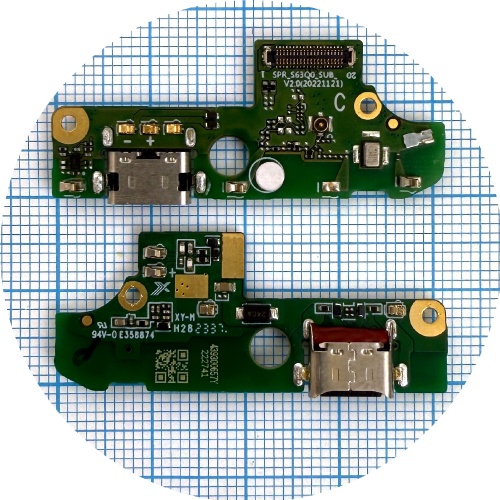 Шлейф Nokia C22, C32 з роз'ємом зарядки та мікрофоном - нижня плата (оригінал Китай)
