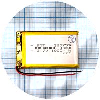 Аккумулятор универсальный 383759 60 х 36 х 4 мм 1000 mAh 3.7V