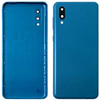 Задняя крышка Samsung Galaxy A02 A022F  (синяя оригинал Китай со стеклом камеры)