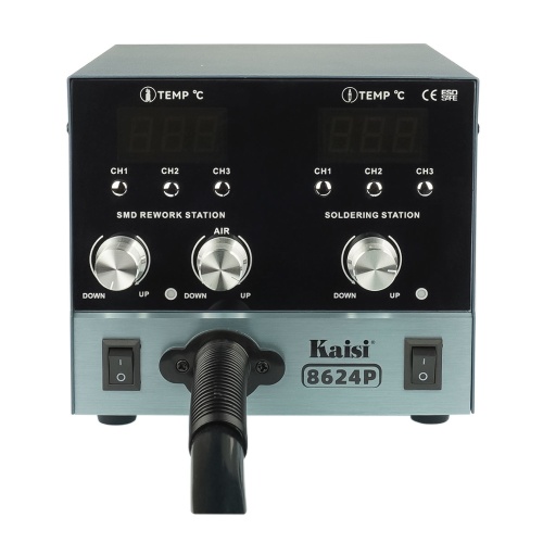 Паяльная станция прецизионная Kaisi 8624P, фен 100C - 450C, паяльник стандарта JBC 210 200C - 500C, 6 каналов памяти, 800W фото 3